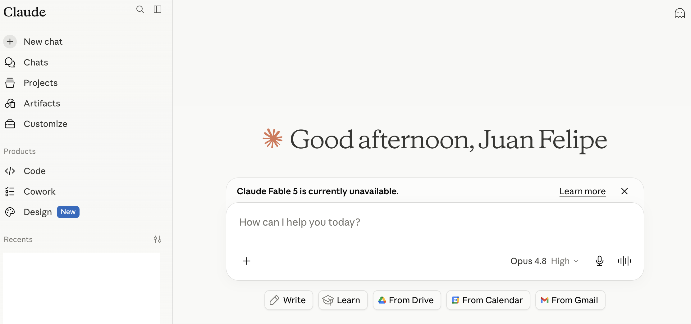 Claudes interface
