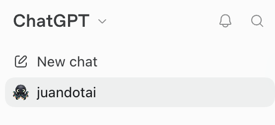 Min Dot ligger øverst i ChatGPT-sidebjælken
